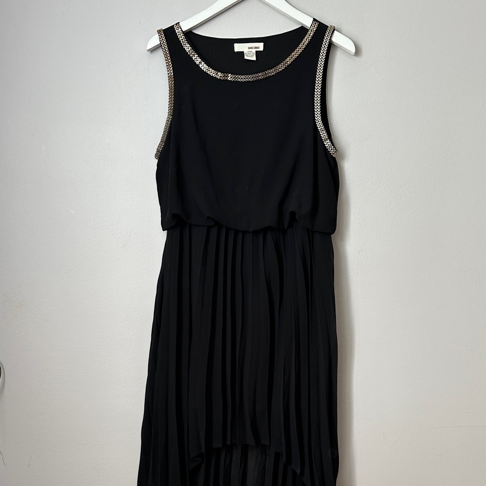 Sans Souci Black Dress with Gild Metal Details size L